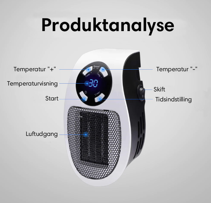 TurboHeat™ | Bærbar Elektrisk Varmeapparat