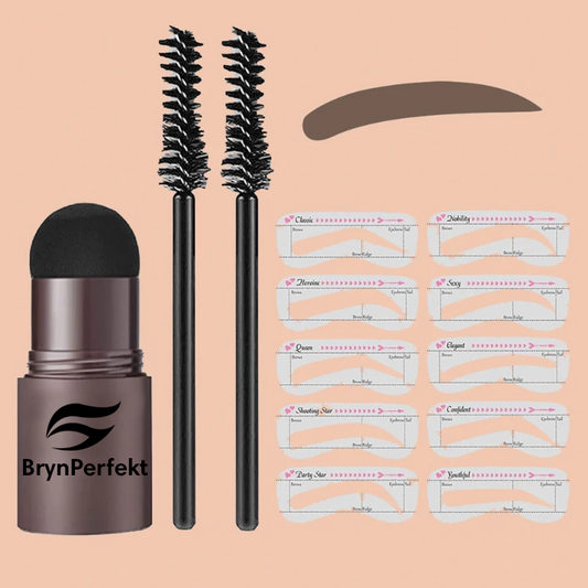 BrynPerfekt™ | Øjenbryn stempel sæt + 10 skabeloner & 2 øjenbrynsbørster