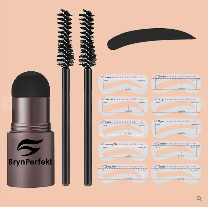 BrynPerfekt™ | Øjenbryn stempel sæt + 10 skabeloner & 2 øjenbrynsbørster